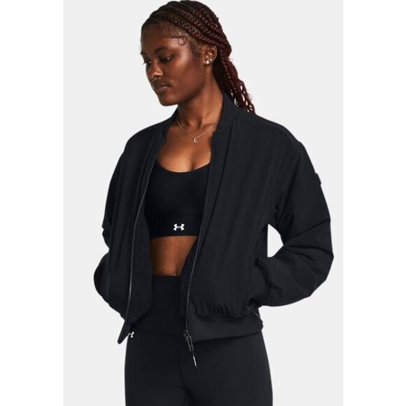 Under Armour Mission Reversible Bomber Athletic Jacket Black size Large - Picture 1 of 9